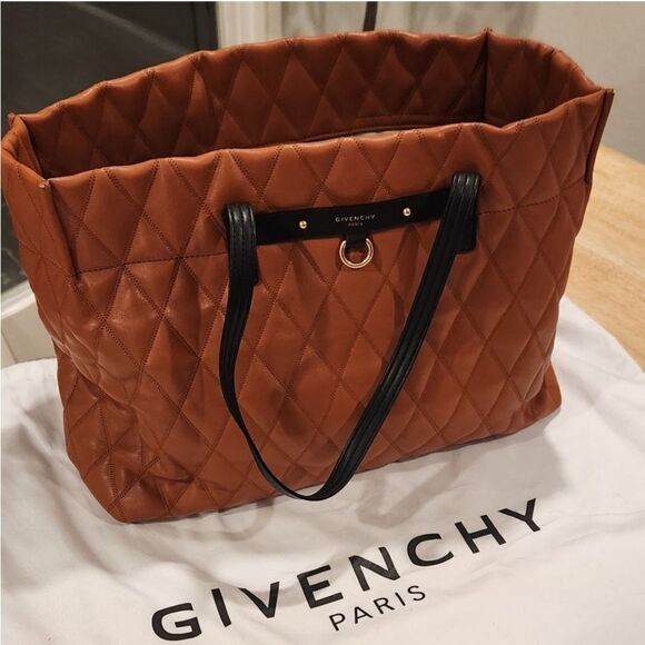 Givenchy Quilted Duo Shopper Tote Brown Luxury Designer Bag - Picture 3 of 15